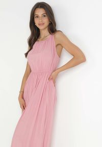 Born2be - Jasnoróżowa Sukienka z Wiskozy Bez Rękawów z Gumką w Pasie Fona. Kolor: różowy. Materiał: wiskoza. Długość rękawa: bez rękawów #5