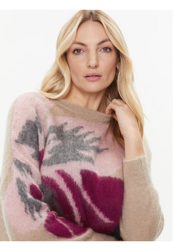 Marella Sweter Gineceo 2333662137200 Beżowy Regular Fit. Kolor: beżowy. Materiał: syntetyk