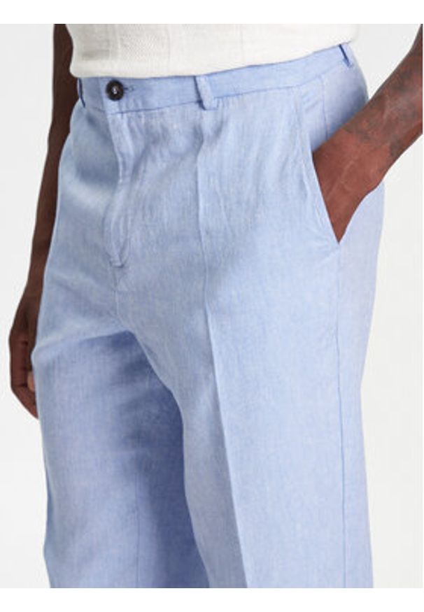 United Colors of Benetton - United Colors Of Benetton Spodnie materiałowe 43B3UF03X Niebieski Regular Fit. Kolor: niebieski. Materiał: len, bawełna
