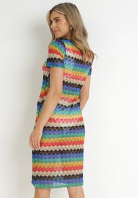 Born2be - Wielokolorowa Ażurowa Sukienka Pudełkowa Jacques. Kolor: niebieski. Wzór: ażurowy #5