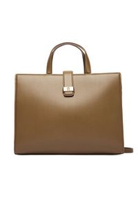 TOMMY HILFIGER - Tommy Hilfiger Torebka Th Heritage Satchel AW0AW18287 Brązowy. Kolor: brązowy. Materiał: skórzane #3