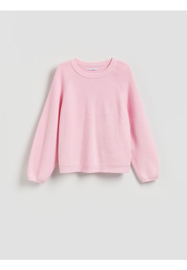 Reserved - Sweter z wiskozą - różowy. Kolor: różowy. Materiał: wiskoza