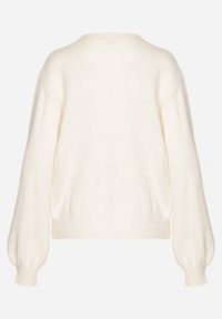 Born2be - Jasnobeżowy Sweter z Bawełną i Aplikacjami Kwiatów 3D Erosavia. Okazja: na co dzień. Kolor: beżowy. Materiał: bawełna. Wzór: kwiaty, aplikacja. Styl: casual, elegancki #4