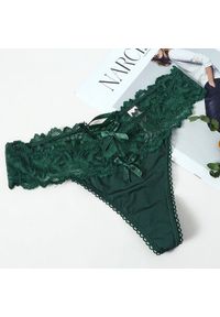Intica - Stringi z koronkową gumką na co dzień Roswitha. Kolor: zielony. Materiał: koronka. Wzór: koronka