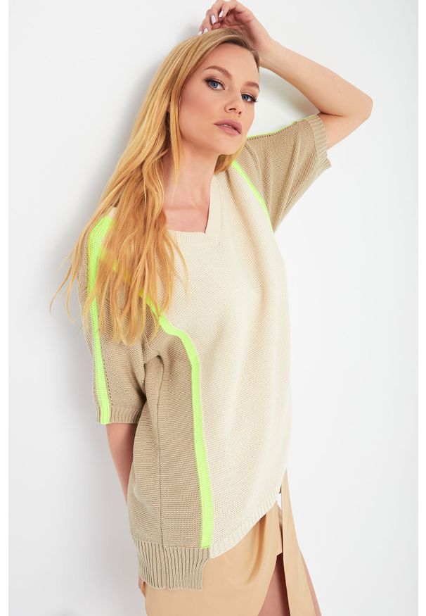 Sweter TwinSet krótki, z krótkim rękawem, w ażurowe wzory