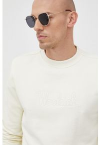 Woolrich bluza męska kolor beżowy gładka. Kolor: beżowy. Wzór: gładki