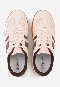 Renee - Różowe Sneakersy w Stylu Klasycznych Tenisówek z Cholewką z Plecionką Doriarissa. Nosek buta: okrągły. Zapięcie: sznurówki. Kolor: różowy. Materiał: skóra, materiał. Szerokość cholewki: normalna. Obcas: na obcasie. Wysokość obcasa: niski #3