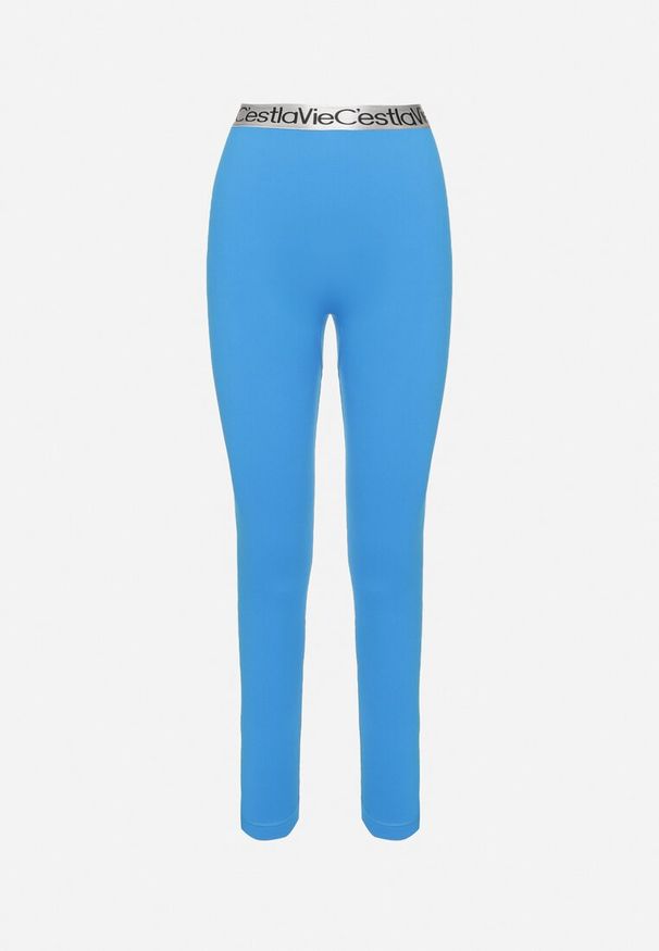 Born2be - Niebieskie Elastyczne Legginsy z Szeroką Gumą w Pasie Rindama. Kolor: niebieski. Materiał: guma. Styl: sportowy