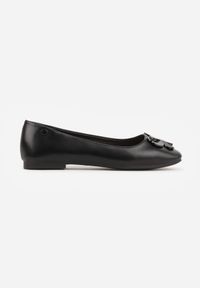 Born2be - Czarne Eleganckie Balerinki z Cyrkoniami i Metaliczną Ozdobą Olenope. Okazja: na spotkanie biznesowe, na co dzień. Kolor: czarny. Wzór: aplikacja. Styl: elegancki #5
