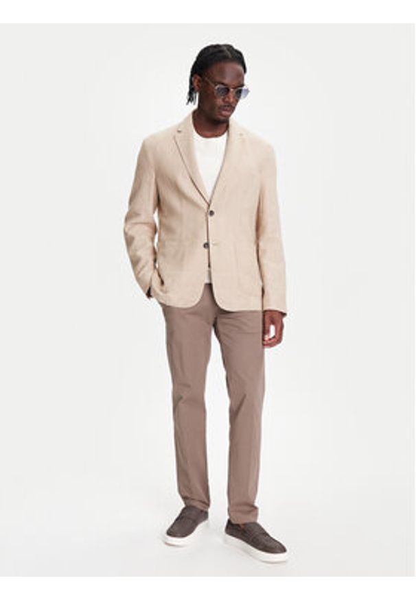 United Colors of Benetton - United Colors Of Benetton Marynarka 23B3UW014 Beżowy Regular Fit. Kolor: beżowy. Materiał: bawełna