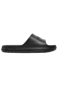 Klapki Pepe Jeans Beach Slide M PMS70159 czarne. Okazja: na plażę. Nosek buta: otwarty. Kolor: czarny. Materiał: materiał, guma #1