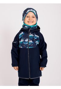 UNUO - Kurtka softshellowa dziecięca z polarem Basic, Tm. Niebiesko-czarna, Pingwiny. Kolor: niebieski. Materiał: polar. Sezon: jesień, wiosna