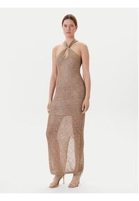 Guess Sukienka dzianinowa W5YK48 Z37G0 Beżowy Slim Fit. Kolor: beżowy. Materiał: syntetyk