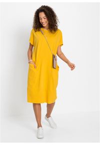 bonprix - Sukienka z dżerseju z kieszeniami. Kolor: żółty. Materiał: jersey