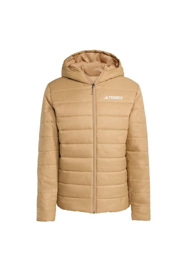 Adidas - Kurtka z kapturem z ociepleniem Terrex Multi Essentials CLIMAWARM. Typ kołnierza: kaptur. Kolor: brązowy. Materiał: puch. Technologia: ClimaWarm (Adidas). Sport: turystyka piesza