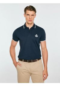 Big-Star - koszulka męska polo granatowa seller 403. Okazja: na co dzień. Typ kołnierza: polo. Kolor: niebieski. Materiał: bawełna, dzianina. Wzór: haft. Styl: casual, klasyczny #1
