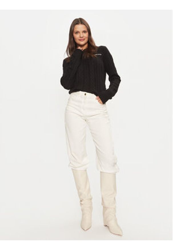 Guess Jeans Sweter W4BR13 Z3HN2 Czarny Regular Fit. Kolor: czarny. Materiał: syntetyk