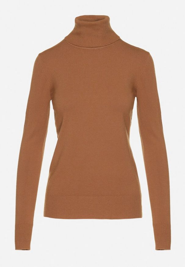 Born2be - Brązowy Golf Sweter z Wiskozą i Kaszmirem Zailaya. Okazja: na co dzień. Typ kołnierza: golf. Kolor: brązowy. Materiał: wiskoza, kaszmir. Styl: casual