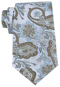 Męski Krawat - Chattier - Błękit i Beż z Dużym Wzorem. Kolor: niebieski, wielokolorowy, brązowy, beżowy. Materiał: tkanina. Styl: elegancki, klasyczny, wizytowy #1