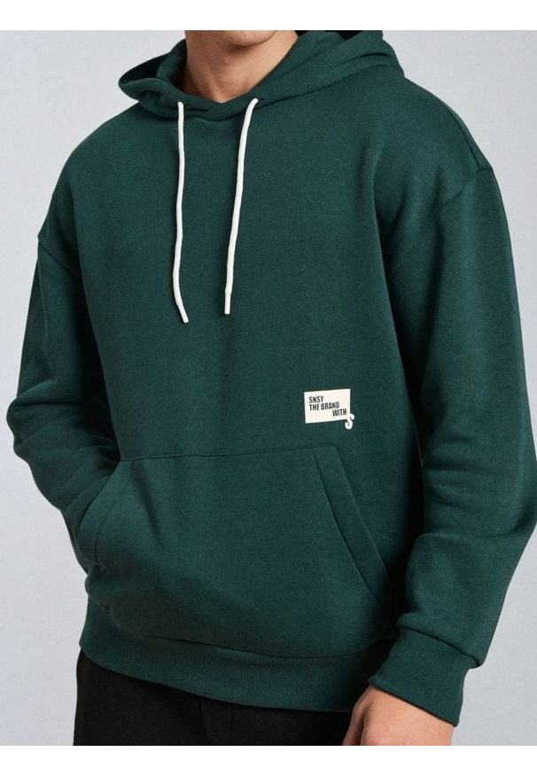 Sinsay - Bluza hoodie - zielony. Kolor: zielony
