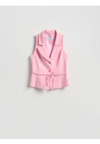 Reserved - Kamizelka z wiązaniem w talii - różowy. Kolor: różowy. Materiał: tkanina, wiskoza