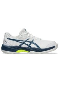 Buty do tenisa dla dzieci Asics Gel-game 9. Zapięcie: sznurówki. Kolor: niebieski, wielokolorowy, biały. Materiał: syntetyk, tkanina, materiał. Szerokość cholewki: normalna. Sport: tenis