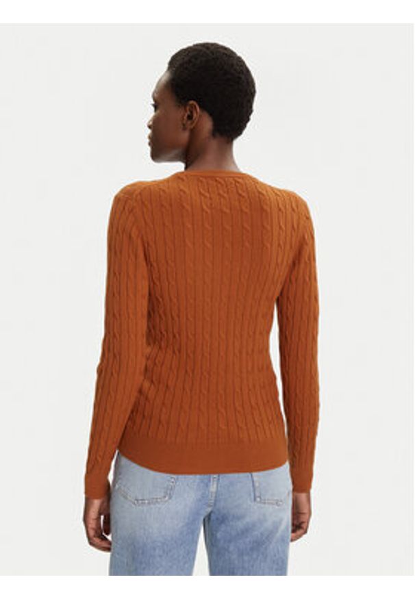 GANT - Gant Sweter 4800100 Brązowy Slim Fit. Kolor: brązowy. Materiał: bawełna