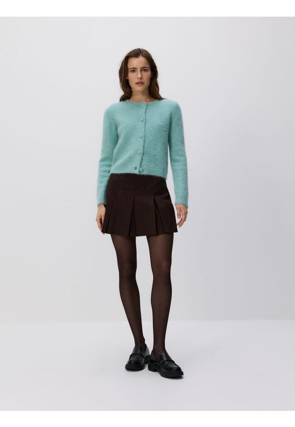 Reserved - Plisowane spódnico-szorty - ciemnobrązowy. Kolor: brązowy. Materiał: wiskoza, tkanina