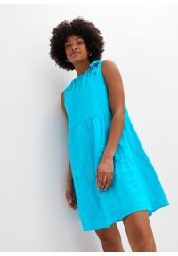 bonprix - Sukienka o linii litery A. Kolor: niebieski. Styl: elegancki