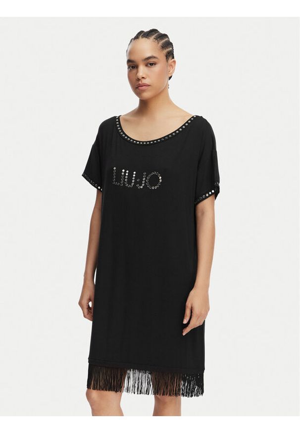 Liu Jo Beachwear Sukienka codzienna VA6031 JS360 Czarny Regular Fit. Okazja: na co dzień. Kolor: czarny. Materiał: wiskoza. Typ sukienki: proste. Styl: casual