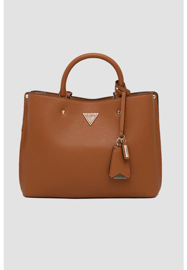 Guess - GUESS Brązowa torebka damska Meridian. Kolor: brązowy. Materiał: skórzane