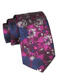 Męski Krawat Angelo di Monti - Wzór Kwiatowy. Kolor: niebieski, różowy, wielokolorowy. Materiał: tkanina. Wzór: kwiaty. Styl: elegancki, wizytowy #1