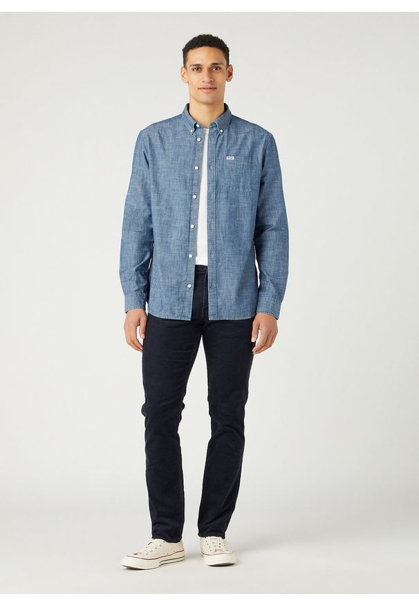 Wrangler - WRANGLER GREENSBORO MĘSKIE SPODNIE MATERIAŁOWE PARISIAN NIGHT W15QLM866. Materiał: materiał