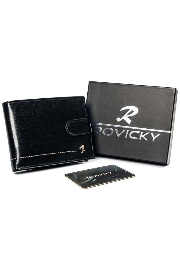 ROVICKY - Portfel męski Rovicky N992L-CMC BLACK czarny. Kolor: czarny. Materiał: skóra