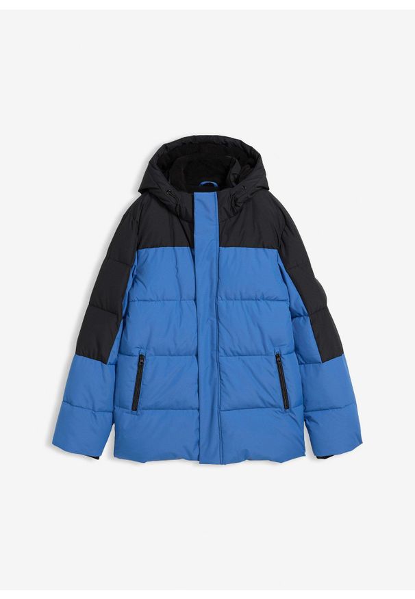 bonprix - Hydrofobowa kurtka zimowa na polarowej podszewce. Kolor: niebieski. Materiał: polar. Sezon: zima
