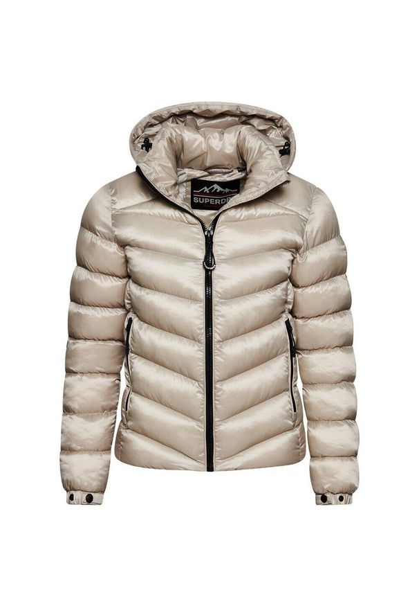 Damska kurtka z kapturem Superdry Everest. Typ kołnierza: kaptur. Kolor: beżowy. Długość rękawa: długi rękaw. Styl: elegancki