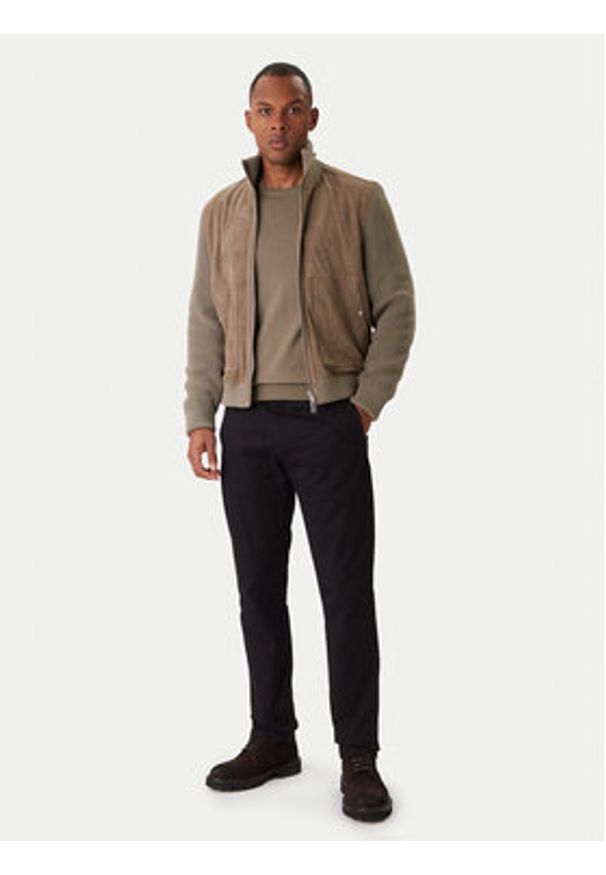 BOSS Kurtka skórzana H-Maparo 50547673 Beżowy Regular Fit. Kolor: beżowy. Materiał: skóra