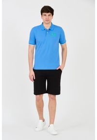 La Martina - LA MARTINA Niebieskie męskie polo z dużym logo, Rozmiar XXL. Typ kołnierza: polo. Kolor: niebieski #7