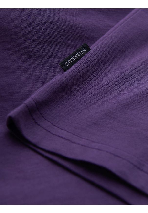 Ombre Clothing - Męski klasyczny bawełniany T-shirt BASIC - fioletowy V9 OM-TSBS-0146 - XL. Kolor: fioletowy. Materiał: bawełna. Styl: klasyczny