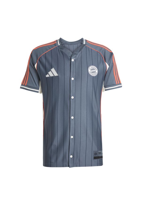 Adidas - Koszulka kibica baseballowego US Bayern Monachium 2025/26. Kolor: szary. Sport: piłka nożna