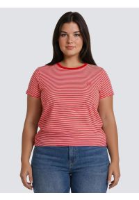 Big-Star - Koszulka damska w paski z haftem czerwona Zenaisa 603. Okazja: na co dzień. Kolor: czerwony. Materiał: dzianina, jeans, materiał. Długość rękawa: krótki rękaw. Długość: krótkie. Wzór: haft, paski. Sezon: lato. Styl: casual, klasyczny #6