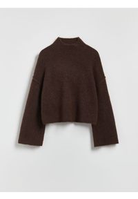 Reserved - Sweter z golfem - ciemnobrązowy. Typ kołnierza: golf. Kolor: brązowy. Materiał: dzianina, wełna
