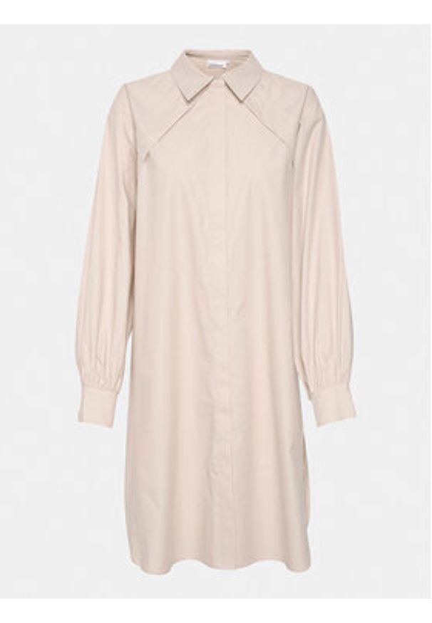 Karen by Simonsen Sukienka koszulowa Madelaine 10104774 Beżowy Relaxed Fit. Kolor: beżowy. Materiał: bawełna. Typ sukienki: koszulowe