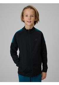 4f - 4F Bluza sportowa regular bez kaptura chłopięca - czarna 134/140 (8-10 lat). Okazja: na co dzień. Typ kołnierza: bez kaptura. Kolor: czarny. Sezon: lato. Styl: sportowy #2