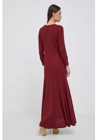 Polo Ralph Lauren sukienka bawełniana kolor bordowy maxi rozkloszowana. Typ kołnierza: polo. Kolor: czerwony. Materiał: bawełna. Długość rękawa: raglanowy rękaw. Typ sukienki: rozkloszowane. Styl: klasyczny. Długość: maxi #4
