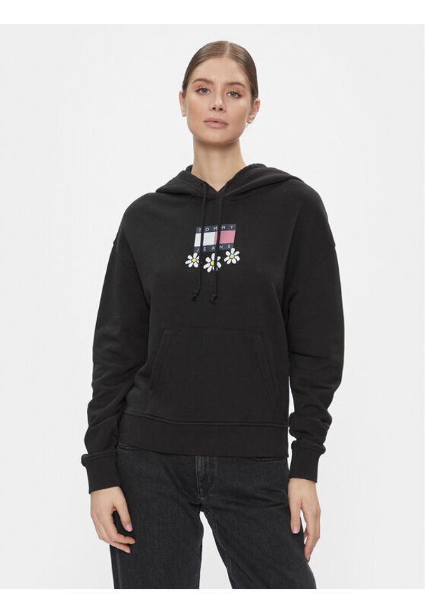 Tommy Jeans Bluza Tjw Bxy Daisy Flag Hoodie DW0DW17708 Czarny Regular Fit. Kolor: czarny. Materiał: bawełna