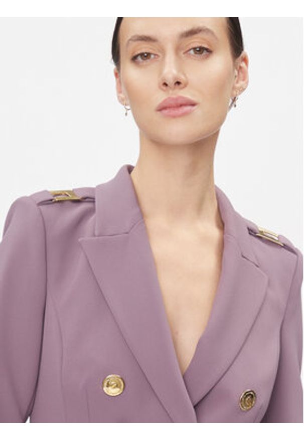Elisabetta Franchi Marynarka GI-061-36E3-V600 Fioletowy Slim Fit. Kolor: fioletowy. Materiał: syntetyk