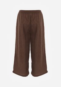 Born2be - Brązowe Spodnie Casual Szerokie ze Sznurkiem i Gumką w Pasie Caeena. Okazja: na co dzień. Kolekcja: plus size. Kolor: brązowy. Długość: długie. Styl: casual #6