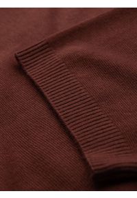 Ombre Clothing - Męska klasyczna dzianinowa koszulka męska ze ściągaczami– ciepłobrązowa V4 - Rozmiar: XL. Kolor: brązowy. Materiał: dzianina. Wzór: gładki, ze splotem. Styl: klasyczny #5