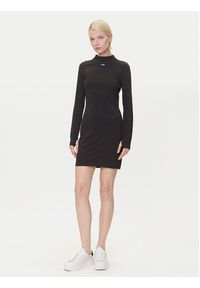 Hugo - HUGO Sukienka codzienna Nilla 50545016 Czarny Slim Fit. Okazja: na co dzień. Kolor: czarny. Materiał: bawełna. Typ sukienki: proste. Styl: casual #5